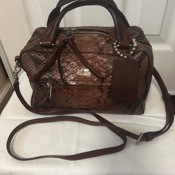 Coach Brown Snake Print Women's Bag - Picture 1 of 6